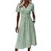 Damen Kleider Lang Tailliert Curvy Sommerkleid Leicht A Linie Midikleid Elegant Festlich Sommer Kleid V Ausschnitt Hohe Taille Damen Sommerkleider Luftig Kurzarm Strandkleid Midi
