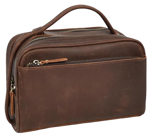 Trousse de toilette en cuir véritable AYD6 marron rouille pour ne plus jamais égarer vos flacons
