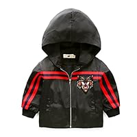 Naughtybeloved Little Boy's Casual Outwear Windbreaker Jacket Waterproof Raincoat (5T-6T(height:120cm);, cool black-tiger)