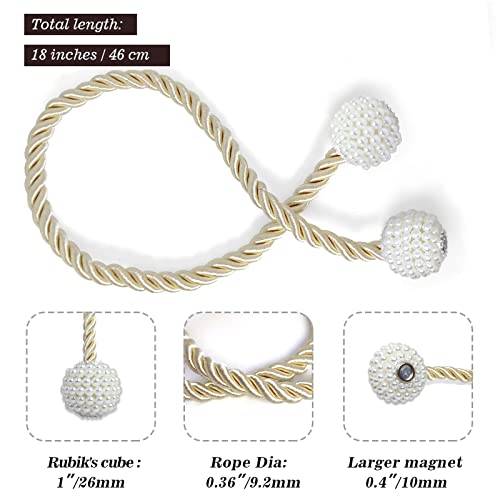 image for Hion Magnetic Curtain Tiebacks Beige 2pcs, Curtain Tiebacks Buckles Ho