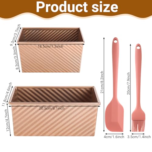 Miniatura 2 de Juego De 2 Moldes Para Pan Con Tapa Molde Antiadherente Para Pan De Molde, Bizcochos, Molde Rectangular Reposteria Con Tapa Para Uso Doméstico, Incluye 1 Espátula De Silicona Y 1 Brocha De Silicona