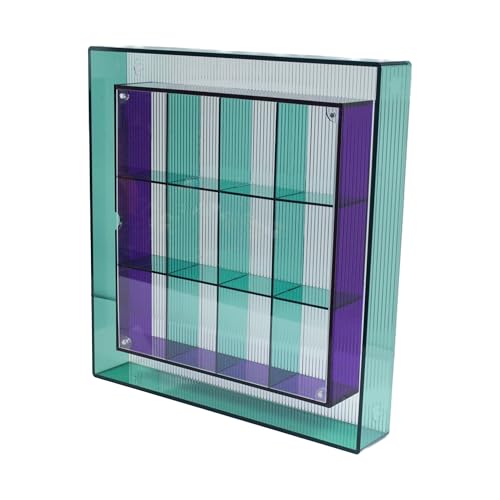 Acrylic Display Case, Showcase Display Box for Collectibles and Toys, with Dustproof & Seamless Design, Magnetic Door, Storage for Mini Funko Pop Figures and Stone Rocks, Colorful