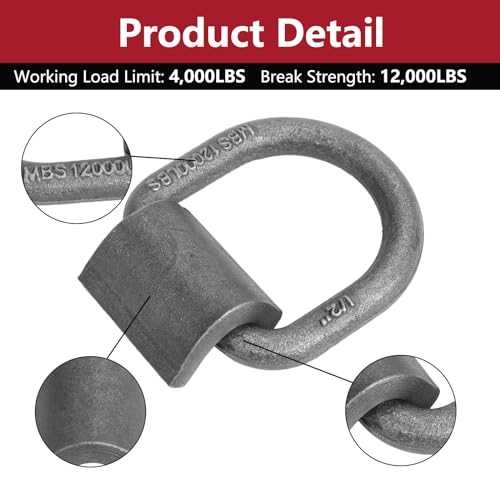 Gooeap 1/2 Heavy Duty Steel D Ring TieDown