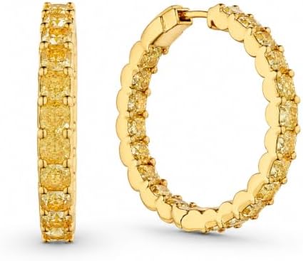 Emberelle 8.09 Carat Yellow Diamond Hoop Earrings in 18K Gold