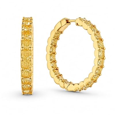 Emberelle 8.09 Carat Yellow Diamond Hoop Earrings in 18K Gold
