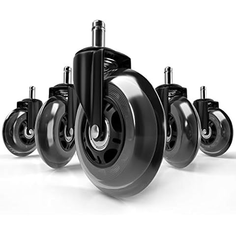 5x Bürostuhl Rollen 10mm leise & kratzerfrei - Universal Schreibtischstuhl Hartbodenrollen ideal für Parkett, Laminat & Teppich Cover