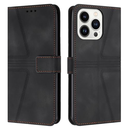 Étui portefeuille iPhone 16 Pro cuir noir idéal voyages clapet aimanté support