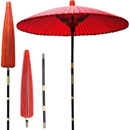 Red Oil Paper Sunshade Umbrella, Portable Classical Diy Japanese Hand-Made Garden Umbrella,Bamboo Umbrella Pole,For Outdoor Garden Balcony Shop Decoration, Photography Props ( Size : 1.8M/5.9Ft ) #TOP4