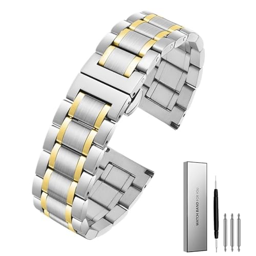 Bracelet montre acier inoxydable 22mm maillons incurvés ajustables sans vide contre le boîtier