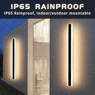 Mikeru 150CM Modern Wall Lights, 2pack Long Hard Wired Light 10% to 100% Dimmable Remote Control Outdoor Wall Lighting 3 Color 3000K/4500K/6000K 5300 Lumens Garden Fence Lights for Exterior Walls