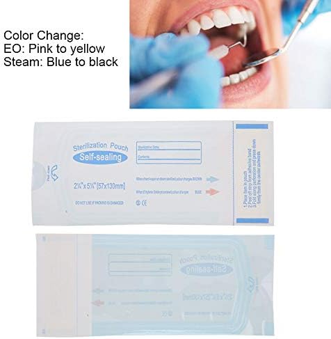 200pcs Self Sealing Sterilization Pouch, Autoclave Sterilizer Bags with Indicators for Dental Offices Tattoo Nail Art Accessories, 2.2 x 5.1in