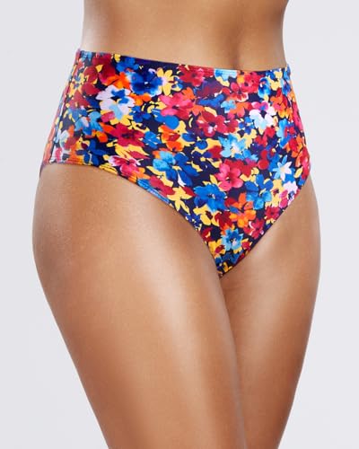 Image of Tempt Me Womens High Cut High Waisted Bikini Bottoms Tummy Control Bathing Suit Bottoms Swim Bottom Swimsuit Bottom