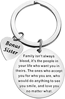 Sister in Law Keychain Unbiological Sister Gift Family isn't always blood Keyring Bridal Party Wedding Gift Sister in Law Gift from Stepsister Christmas Birthday Gift