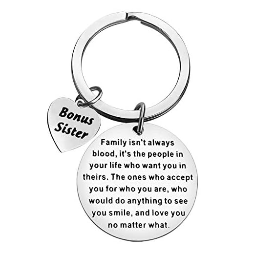 Sister in Law Keychain Unbiological Sister Gift Family isn't always blood Keyring Bridal Party Wedding Gift Sister in Law Gift from Stepsister Christmas Birthday Gift