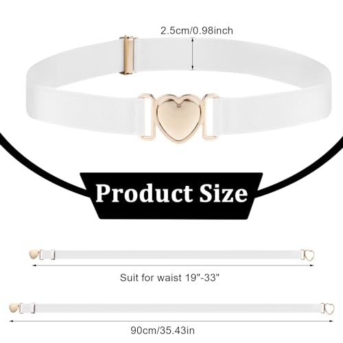 Elastic Waist Belts for Girls,Quick Release Cute Belt Adjustable Stretch Belts with Heart Buckle for Kids Dress Jeans3