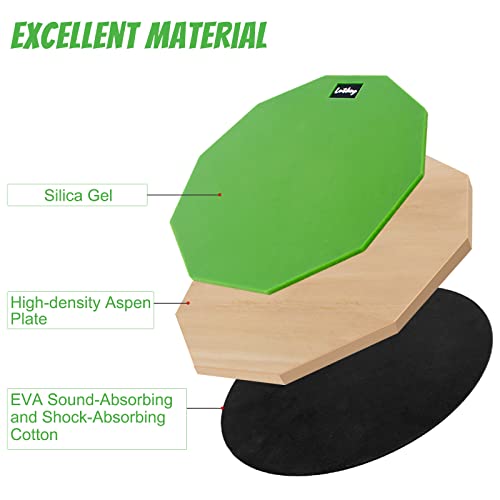 Drum Practice Pad Set, Lotkey 12" Drum Pad For Adult Kids With Snare Drum Stand,Double Sided,Drumsticks,Carry Bag Case (Green) #TOP3