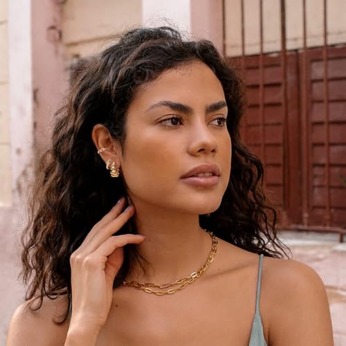 MYEARS Women Earrings Gold Huggie Hoop Ear Stud Cuff 14K Small Simple Hypoallergenic Everyday Jewelry3