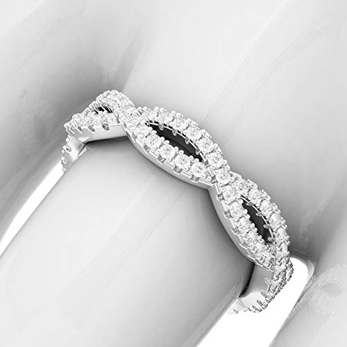 Sterling Silver Full Infinity Twist Simulated Diamond Eternity Ring Wedding Band Matching Ring (8.5) #TOP4