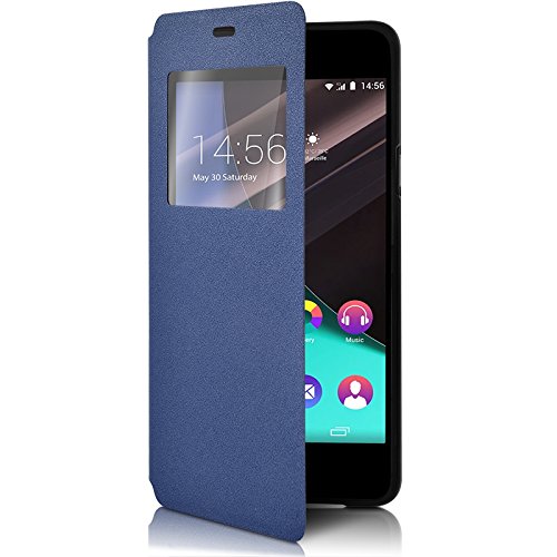 KARYLAX Seluxion - Etui S-View Fonction Support Couleur Bleu pour Wiko Highway Pure