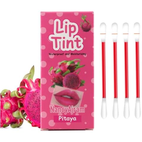 SWETIYOU Lip Tint Cotton Swab, 20 Pcs Waterproof Non-Stick Cotton Swab Lipstick Long Lasting Q Tip Lip Tint Stain, Cute Lip Makeup Products(Pitaya) Cover