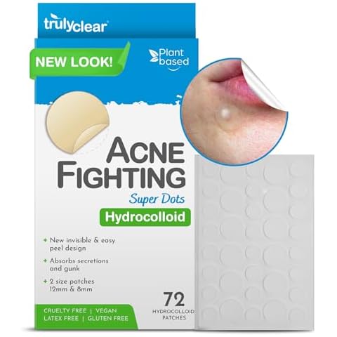 Truly Clear Hydrocolloid Acne Pimple Patches for Face & Body - 72 Count, Ideal for Cystic Acne, Zit & Blemishes - Cruelty Free Acne Dot, Spot Stickers, Acne Cover Patch - Overnight Results Cover