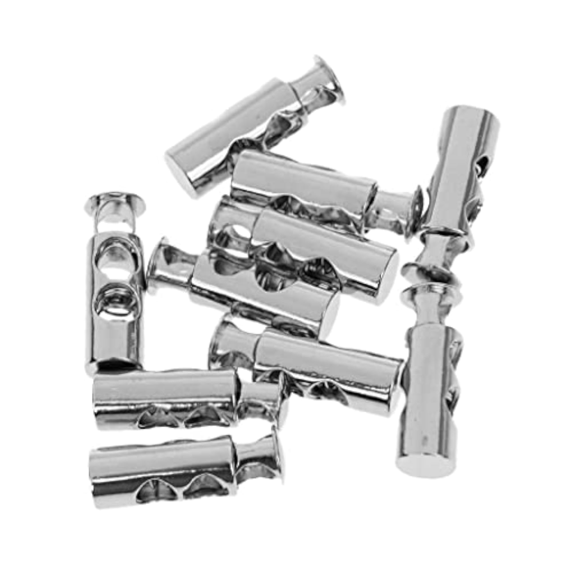 Metal Barrel String Cord Locks, 2 Hole Toggle Spring Clasp, Gray