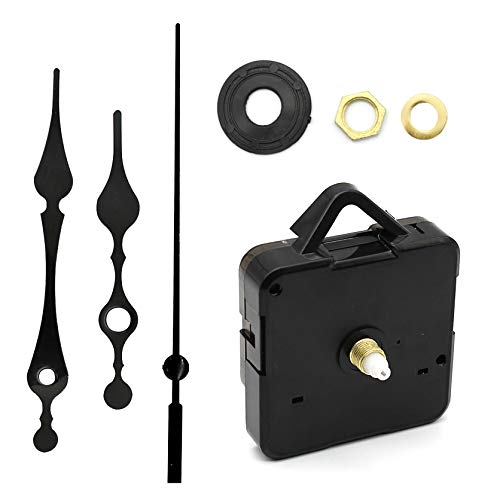 JustYit Quartz Uhrwerk Uhrwerk mit Zeiger Uhrwerk für Wanduhr uhrwerk Schleichend mit Zeiger Sets für DIY Wanduhr Reparatursatz Schwarz
