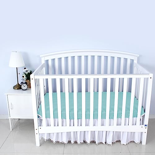 Biloban Crib Sheets Fitted, 2 Pack Crib Sheet Fits for Standard Crib Mattress, Neutral Toddler Bed Sheets for Baby Boys and Girl, Grey & Aqua, 52”X 28”