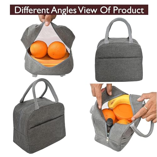 Image of Insulated Travel Lunch /Tiffin /Storage Bag for Office, College & School (Grey)