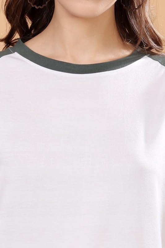 Image of London Hills Women's polyester Regular Fit Raglan Tshirts || Raglan Sleeve Tshirt || Full Sleeve t Shirt || Raglan Tops|| Regular Tshirt
