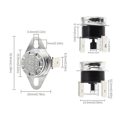 Termostato KSD303 97C NC 10A interruptor de temperatura con boton de reinicio 6