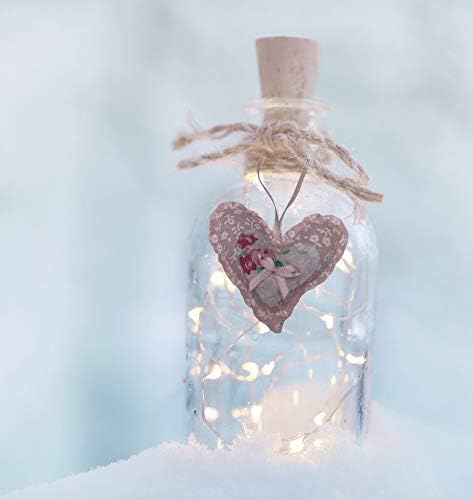 Wooden Dreams Set of 6 pink pretty handmade fabric hearts, complete with ribbon and button embellishment