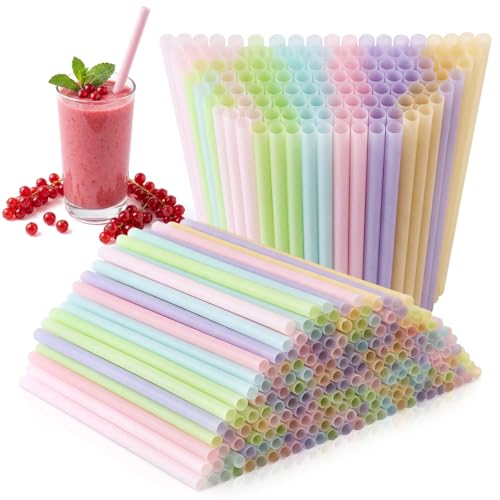 Pitillos plásticos coloridos 10" jumbo 300 pcs miniatura 1