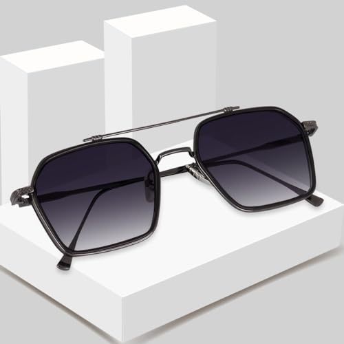 Image of CREEK Unisex Full Rim Hexagonal Branded and Stylish Sunglasses | 100% UV Protected | Men & Women | Medium | CH S1145-Pack of 1