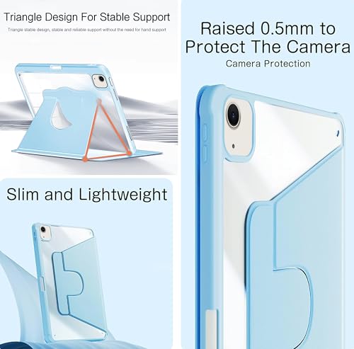 Image of TGK Rotating Case Cover for iPad Air 13 inch M4 /M3 /M2 (2026 /2025 /2024) with Pencil Holder (Sky Blue)