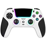 SZPACMATE Wireless Pro Controller für PS4/PS3/Switch/PC/iOS/Android/Steam Deck, mit 8 RGB Beleuchtung/Hall Effect Joystick/1000-mAh-Akku/Turbo/Doppelter Vibration/Programmierbar/Rutschfester Griff