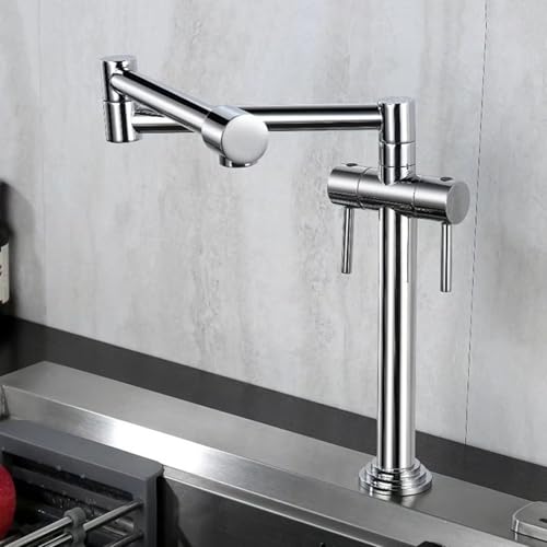 Robinet d'évier de cuisine moderne en laiton chromé avec double levier - 2