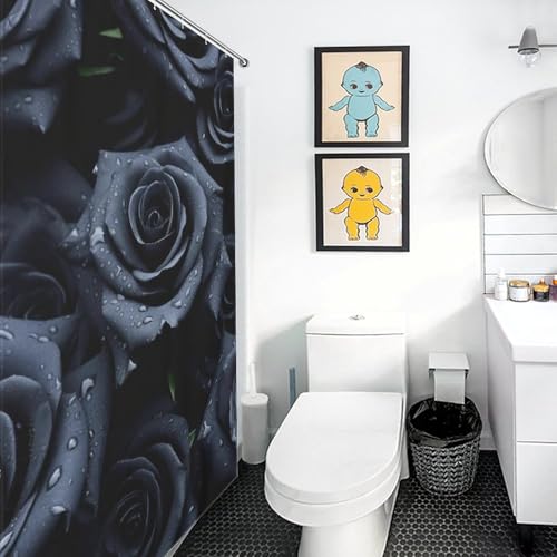 Rideau de douche rose en polyester lavable et imperméable de 183x183 cm