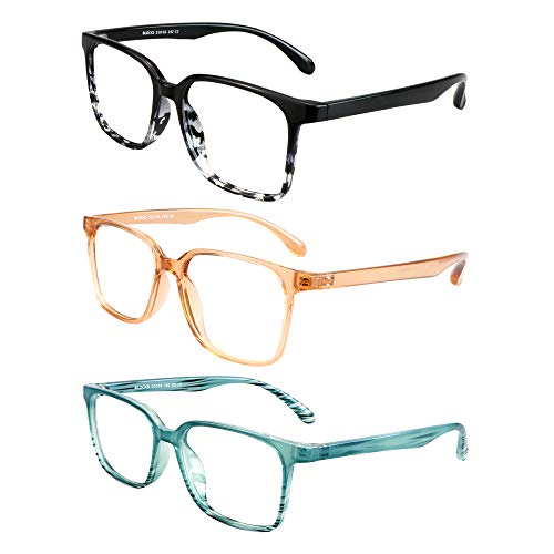 Image of Blue Light Blocking Glasses 3 Pack Square Frame Computer Gaming Reading Glasses Men Women Anti Eyestrain