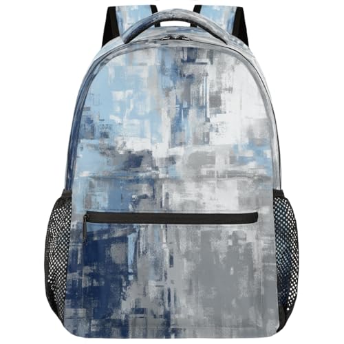 Mochila para laptop 15.6 diseño abstracto azul con tejido ligero