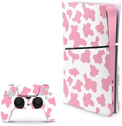 Compatible with PS5 Slim Skin for Console and Controllers by ZOOMHITSKINS, 3M Vinyl Decal Cover Sticker, Strawberry Milk Pink White Pastel Cute Cow, Durable, Bubble-Free, Precisely Cut image 5