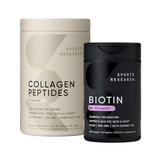 Sports Research Collagen Peptides for Women & Men Hydrolyzed Type 1 & 3 Protein Supplement Easy Mixing Vital Nutrients Proteins and Vegan Biotin 10,000mcg Max Strength B7 120 Softgels (4 Month Supply)