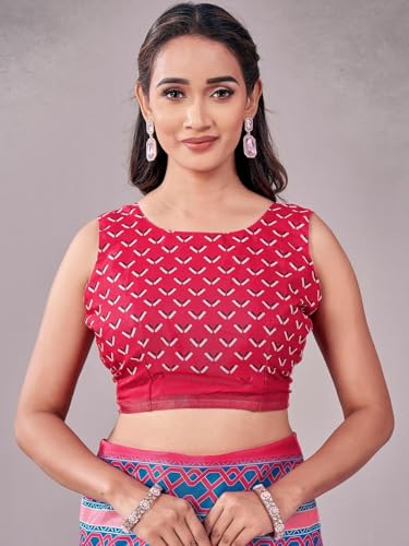 Image of Satrani Women's Silk Printed Saree with Unstitched Blouse Piece