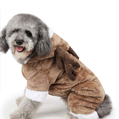 ULTECHNOVO Natal Cão Roupas Lã Eik Traje Com Capuz Animal de Estimação Casaco de Malha Com Capuz Rou