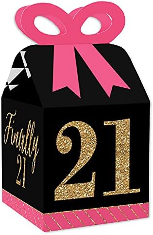 Big Dot of Happiness Finally 21 Girl - Square Favor Gift Boxes - ...