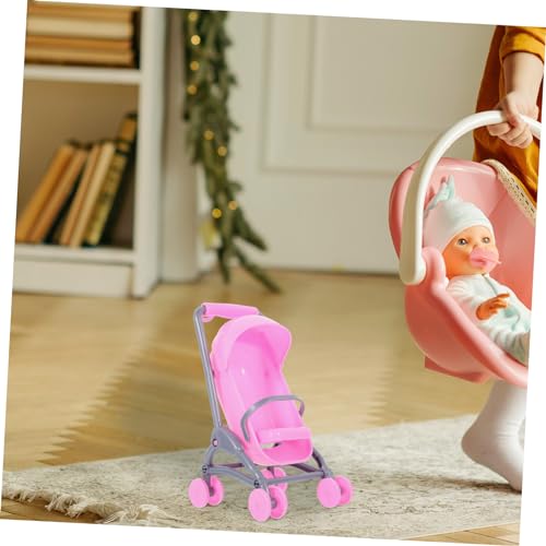 BESPORTBLE 2stücke Puppenwagenspielzeug Aus Abs-Material Kleiner Puppenwagen Für Junge Mädchen Puppenbuggy Simulation Puppenwagen-Modelle Zum Spielen – Bild 7