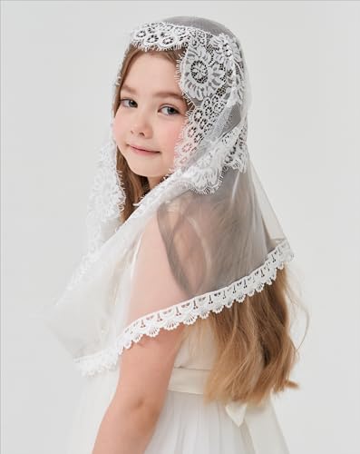 Floral Infinity Veils for Girls Baptism Veil for Baby Girls White Veil for Teen Girls First Communion K84