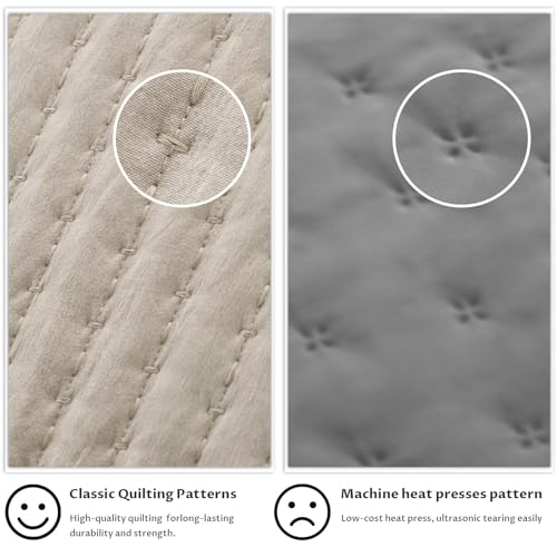 Kasentex WX1804-CML Quilt Mini Set-Stone Washed-Super Soft Bedspread-Light Weight-White Down Alternative Microfiber Fill-Machine Washable-Solid Colors, Twin + 2 Shams, Camel