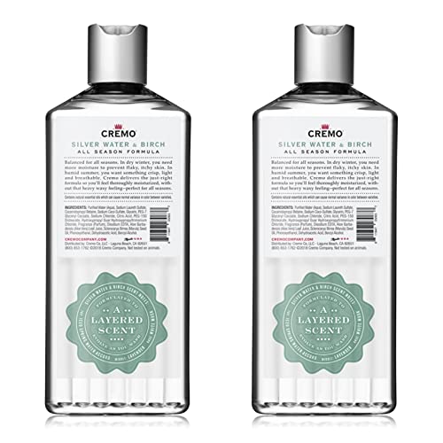 Cremo Rich-Lathering Silver Water & Birch Body Wash, A Revitalizing Combination Of Glacier-Fed Streams And White Birch 16 Fl Oz (2-Pack) #TOP3