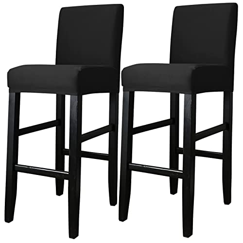 Bar Stool Covers,2Pcs Stretch Pub Counter Stool Chair Cover,Removable Washable Chair Slipcover Protector For Dining Room Kitchen (Black) #TOP6